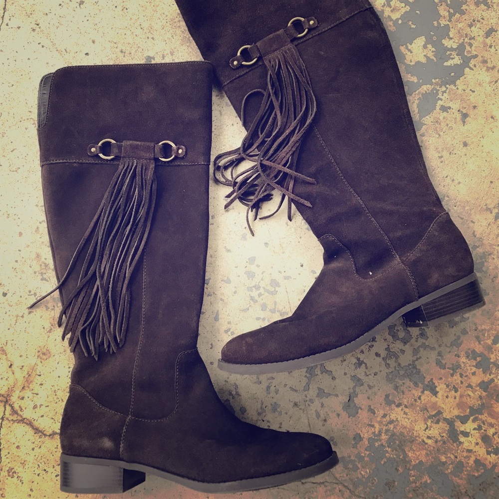 Inc. International Concepts Brown Tall Fringe Boot